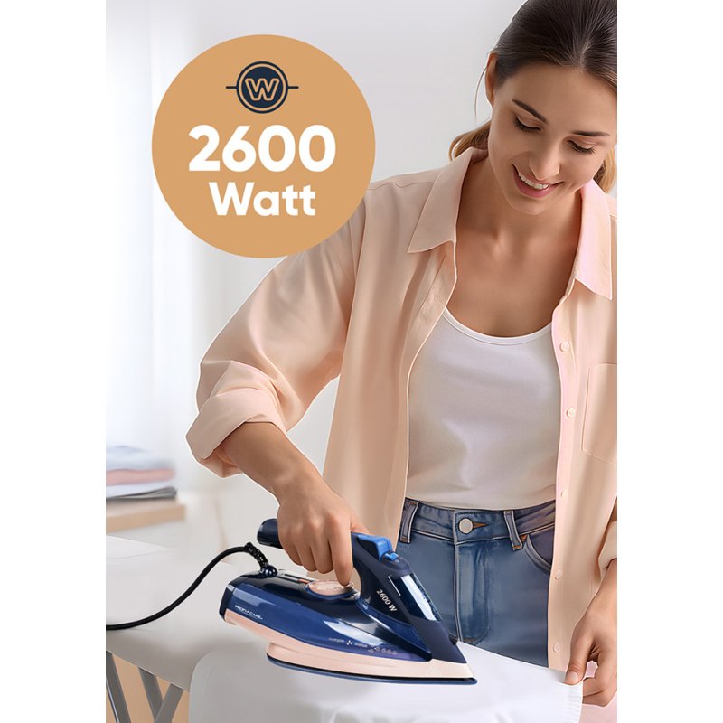 PROFI CARE fer à vapeur PC-DB 3126, semelle céramique, 2600 watts, bleu/rose